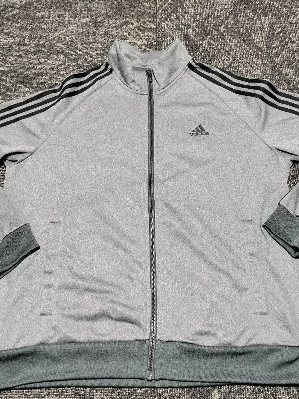 Adidas Track Jacket Men's Large Grey 3-Stripes Full Zip Athletic NWOT